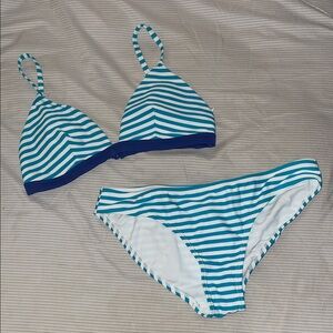 Old Navy Blue and White Striped Bikini